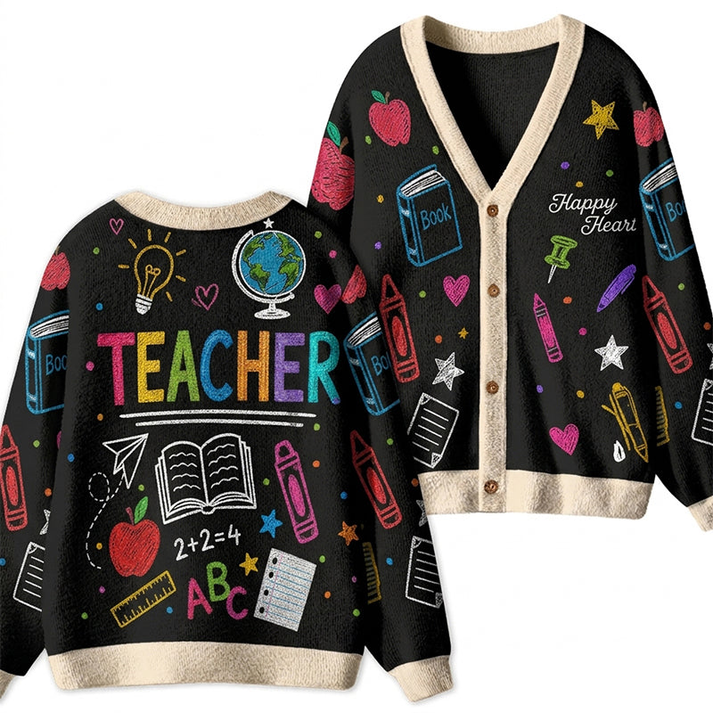 Personalized Teacher Chalkboard School Element Teacher Ugly Cardigan Sweaters