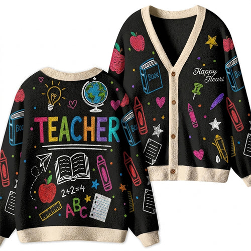 Personalized Teacher Chalkboard School Element Teacher Ugly Cardigan Sweaters