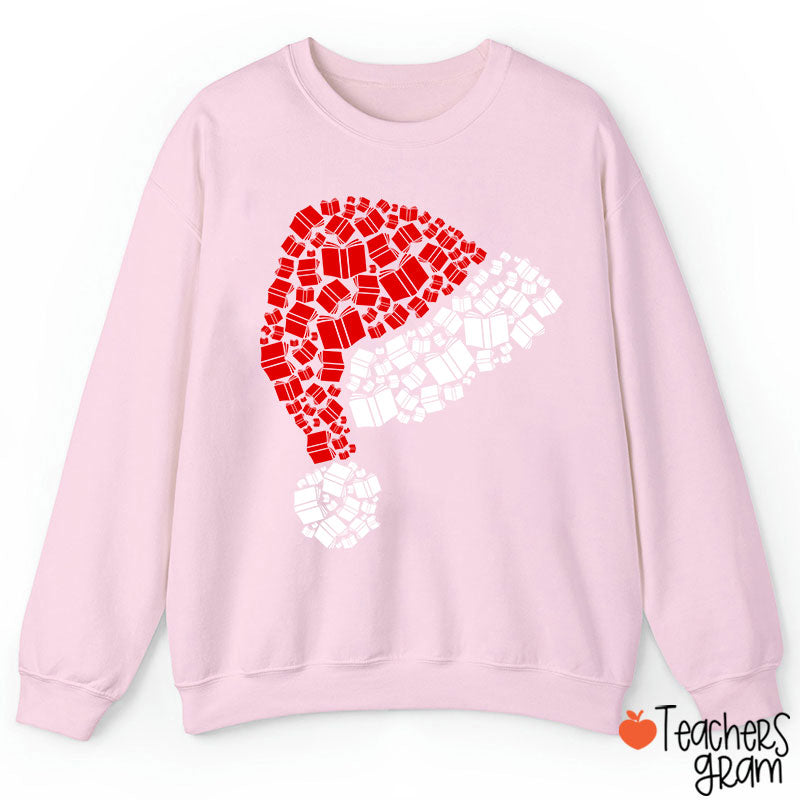 Book Christmas Hat Christmas Teacher Sweatshirt