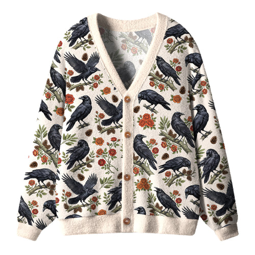Crows And Wild Roses Teacher Ugly Cardigan Sweaters