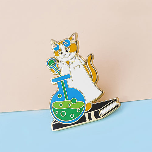 Cat Scientist Teacher Pin