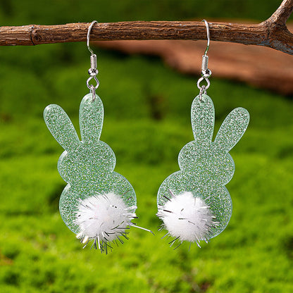 Cute Pom-pom Tail Bunny Teacher Acrylic Earrings