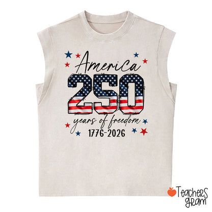 USA 250 Years Of Freedom 1776-2026 Teacher Washed Tank Top