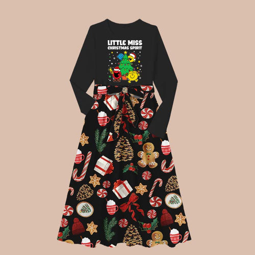 Orange Miss Christmas Spirit Teacher Long-Sleeved One Piece Dress