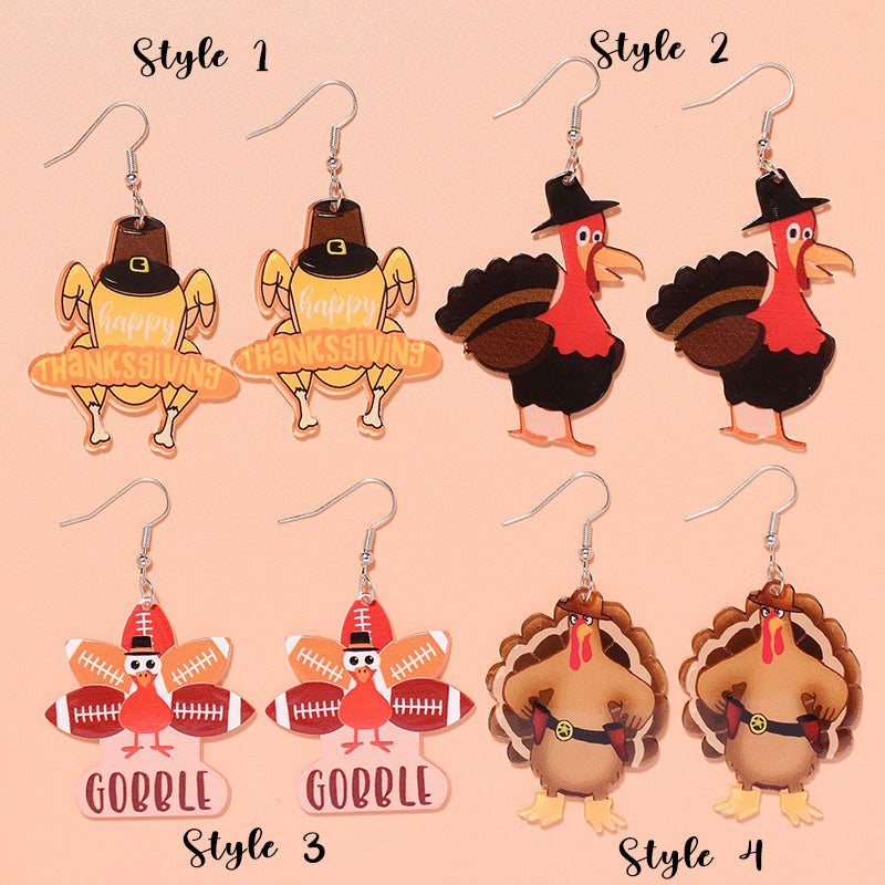 Thanksgiving Turkey Teacher Acrylic Earrings