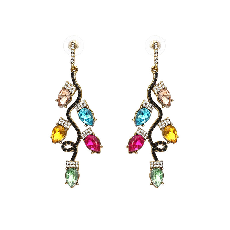 Rhinestone Colorful Light Bulb Teacher Metal Earrings