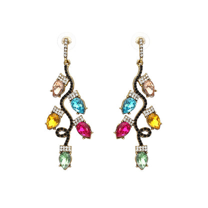 Rhinestone Colorful Light Bulb Teacher Metal Earrings