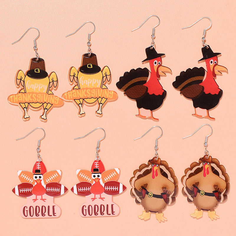Thanksgiving Turkey Teacher Acrylic Earrings