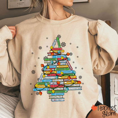 Christmas Books Tree Teacher Sweatshirt
