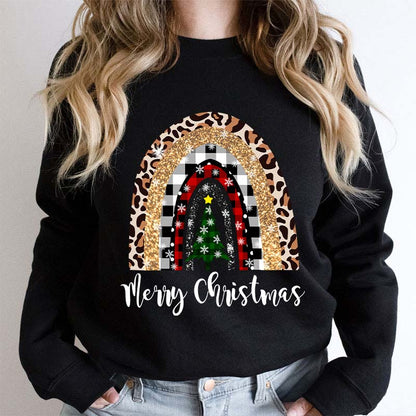 Merry Christmas A Christmas Tree In The Snow Teacher Sweatshirt