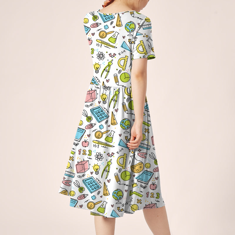 My Good Helper In Mathematics Teacher Printed One Piece Dress