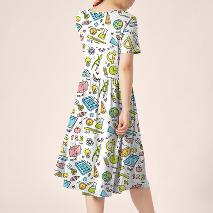 My Teaching Helper Teacher Printed One Piece Dress