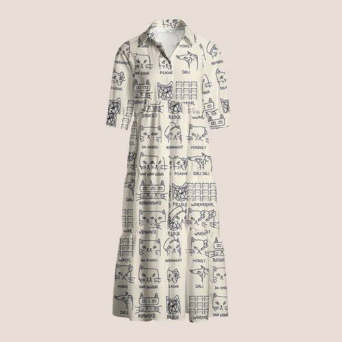 Artistic Cats Inspired By Famous Painters Teacher Shirtdress