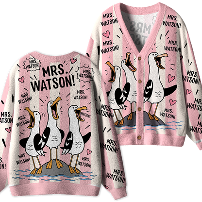 Personalized Teacher Name Seagull Teacher Ugly Cardigan Sweaters