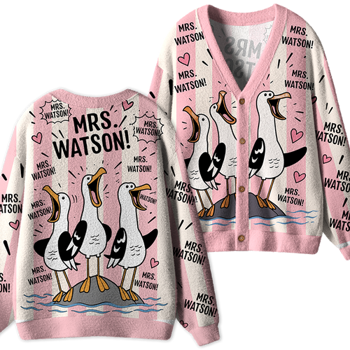 Personalized Teacher Name Seagull Teacher Ugly Cardigan Sweaters
