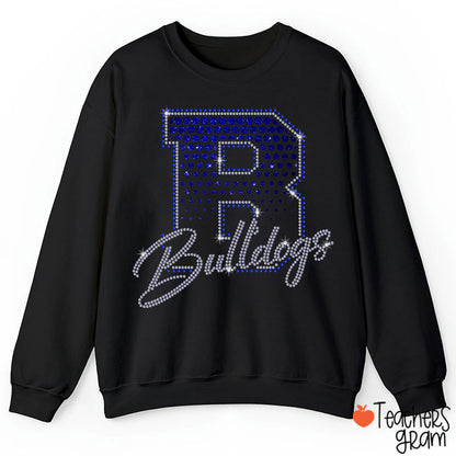 Personalized Mascot Rhinestone Varsity Letter Scrip Teacher Sweatshirt