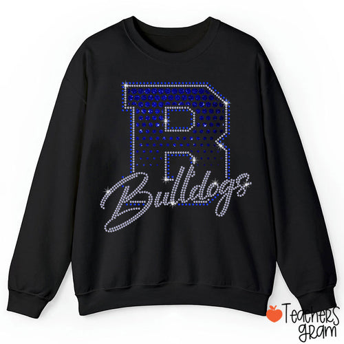 Personalized Mascot Rhinestone Varsity Letter Scrip Teacher Sweatshirt