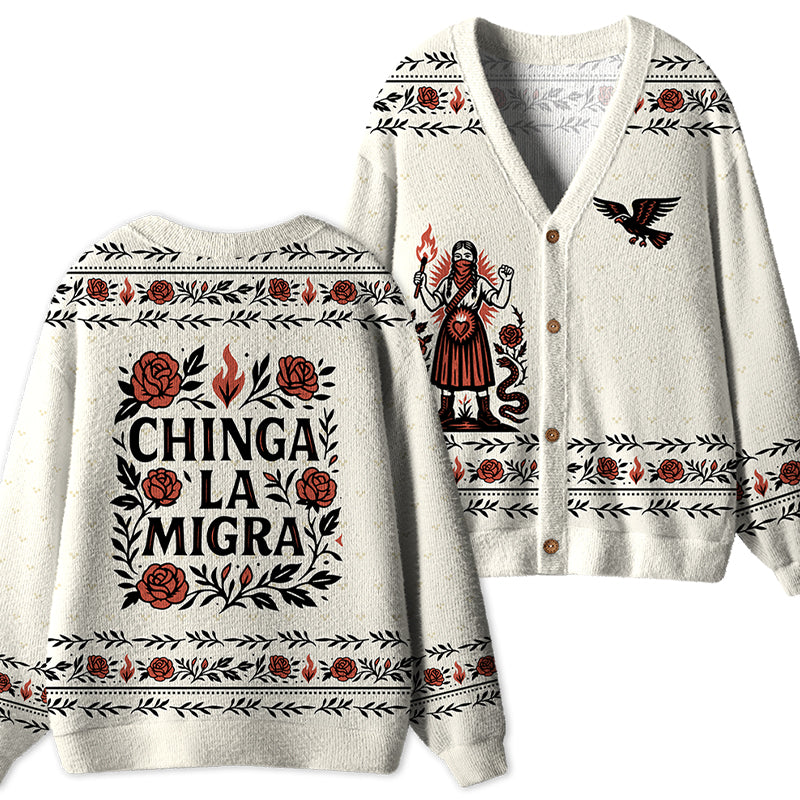 Chinga La Migra Teacher Ugly Cardigan Sweaters