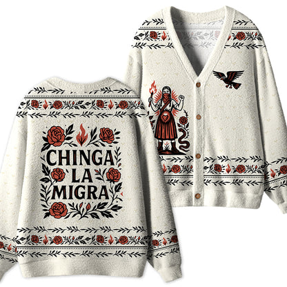 Chinga La Migra Teacher Ugly Cardigan Sweaters