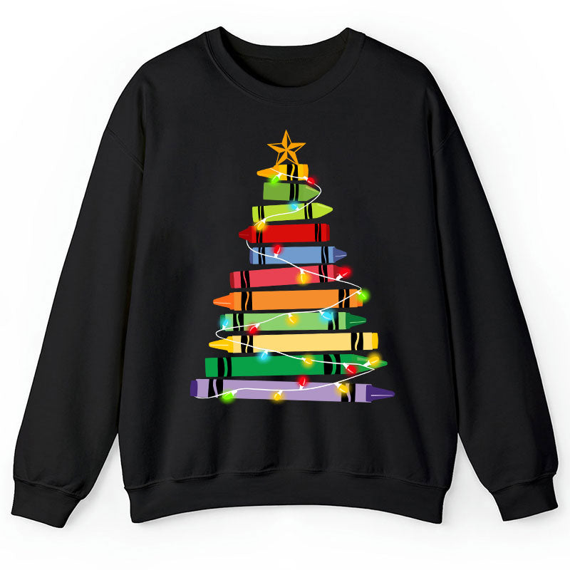 Crayons Tree Colored Ligths Teacher Sweatshirt