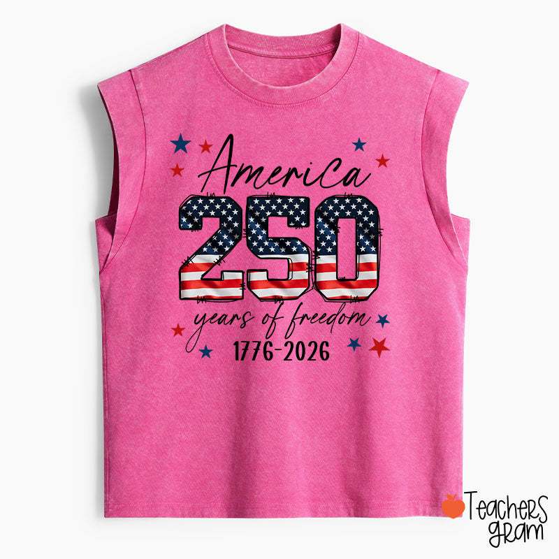 USA 250 Years Of Freedom 1776-2026 Teacher Washed Tank Top