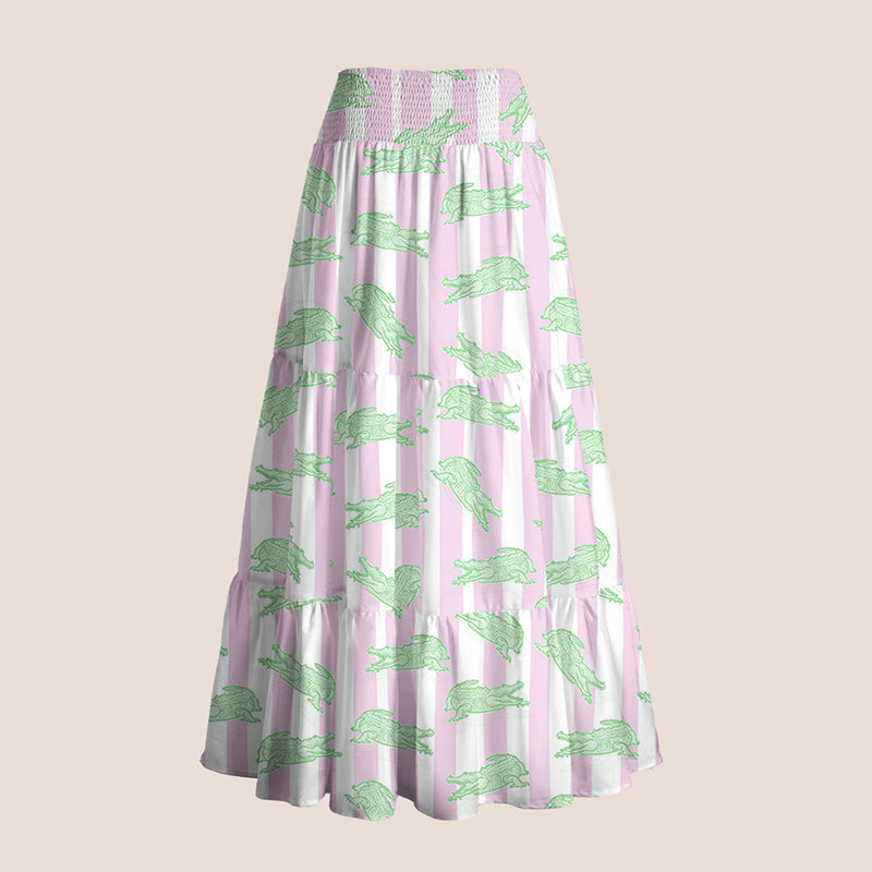 Pink Striped Later Gator Teacher Tiered Skirt