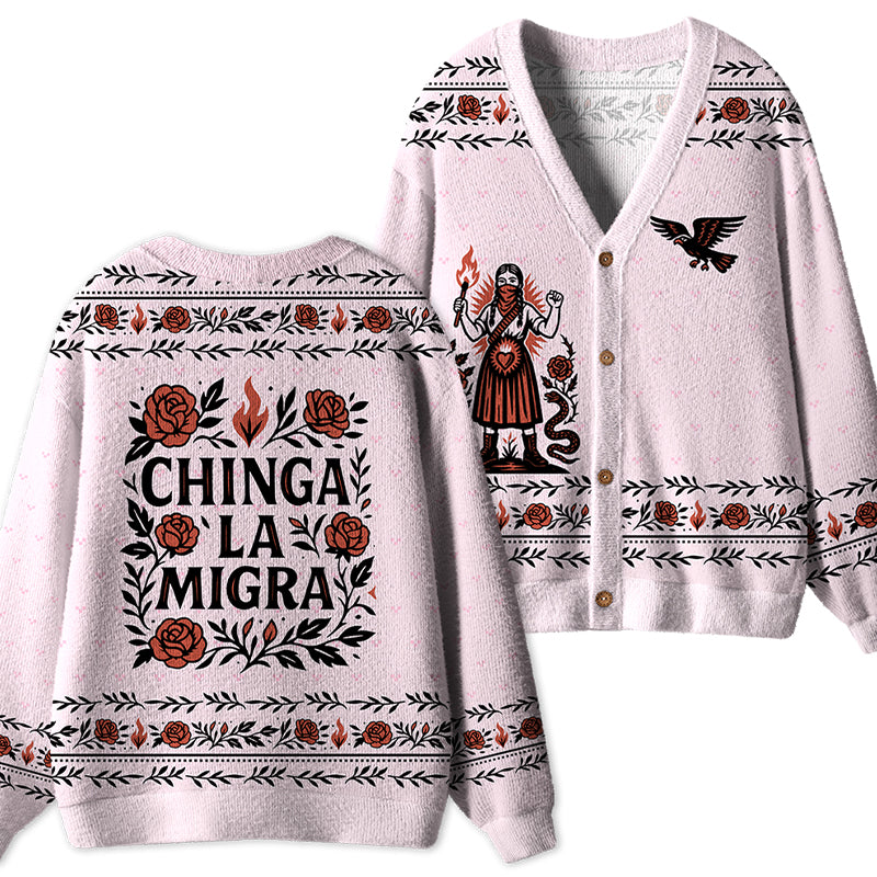 Chinga La Migra Teacher Ugly Cardigan Sweaters