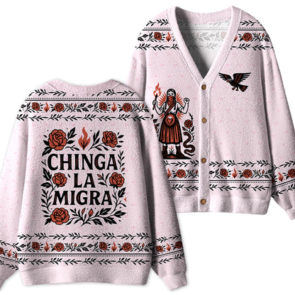 Chinga La Migra Teacher Ugly Cardigan Sweaters