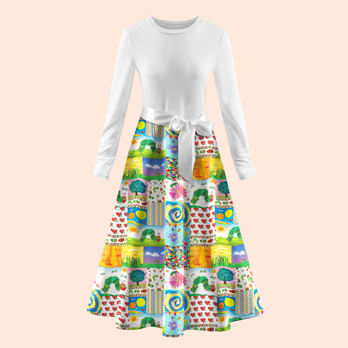 Garden Trip With Caterpillars Teacher Long Sleeve Dress