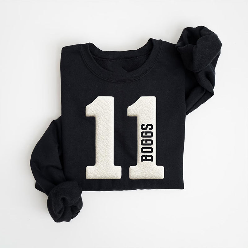 Personalized Vertical Name Sport Number Teacher Sweatshirt