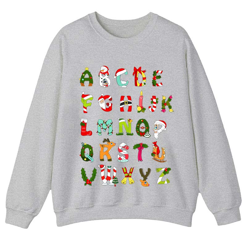 Christmas Alphabet All The Cute Things In Christmas Teacher Sweatshirt