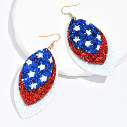 Sequined Star Leaf Teacher Metal Earrings