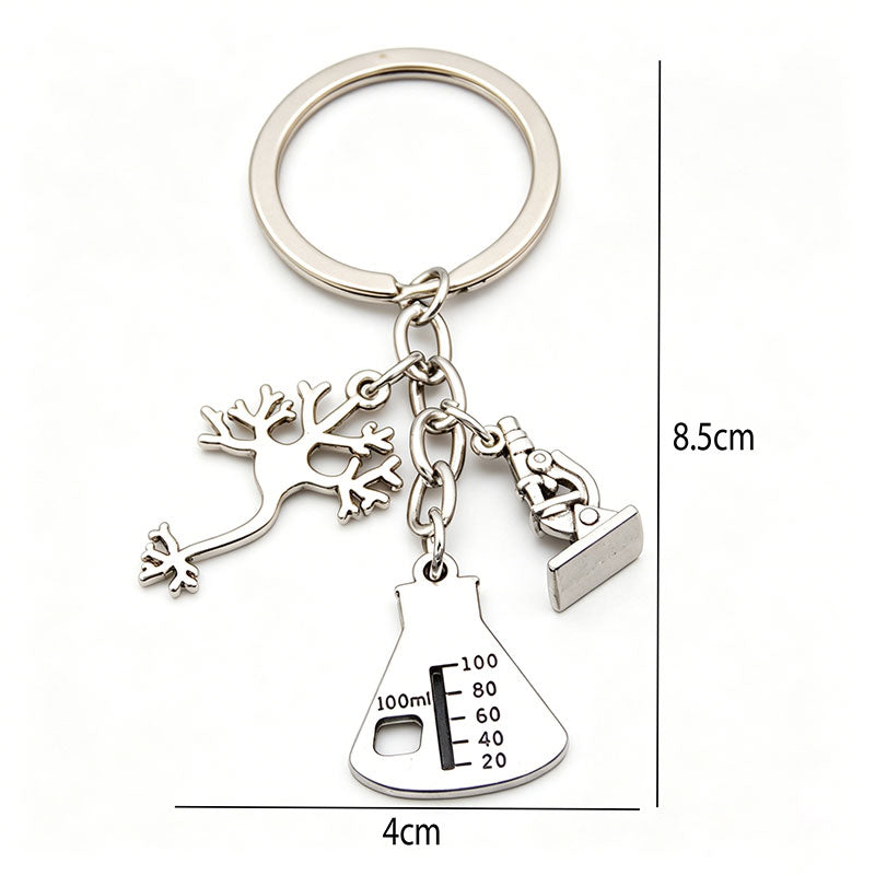 Neuron Microscope And Flask Science Teacher Keychain