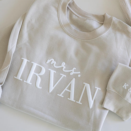 Personalized Name Last Name Embossed Teacher Sweatshirt