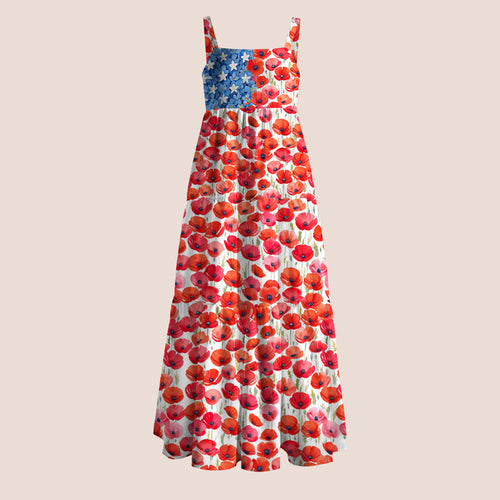 Floral USA Flag 250th Anniversary Teacher Slip Dress