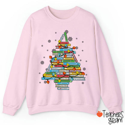 Christmas Books Tree Teacher Sweatshirt