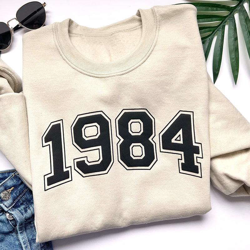 Personalized Birth Year Teacher Puff Printed Sweatshirt