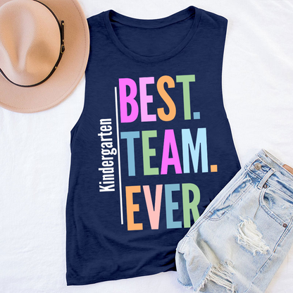 Personalized Neon Color Best Team Ever Teacher Tank Top