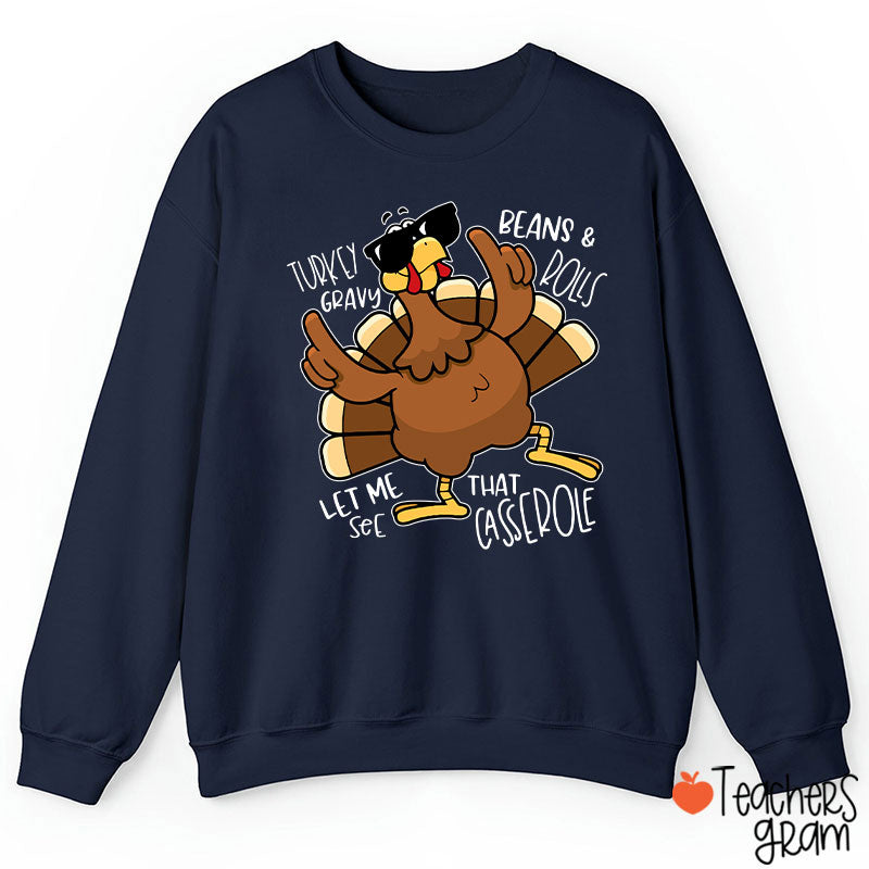 Turkey Gravy Beans Rolls Thanksgiving  Teacher Sweatshirt