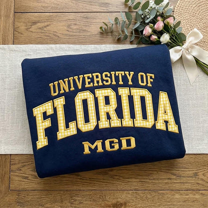 Personalized Varsity Letter Patchwork Embroidered Teacher Sweatshirt