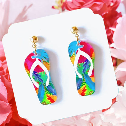 Summer Beach Sandals Teacher Acrylic Earrings