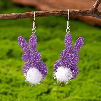 Cute Pom-pom Tail Bunny Teacher Acrylic Earrings