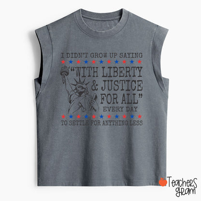 Liberty And Justice For All 4th Of July Teacher Washed Tank Top