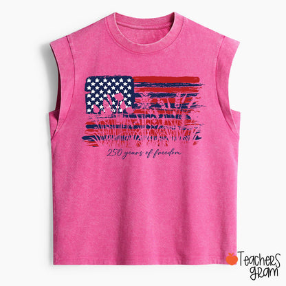 Land Of The Free Home Of The Brave Teacher Washed Tank Top