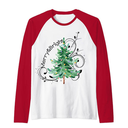 Merry And Bright Christmas Teacher Raglan Long Sleeve T-Shirt