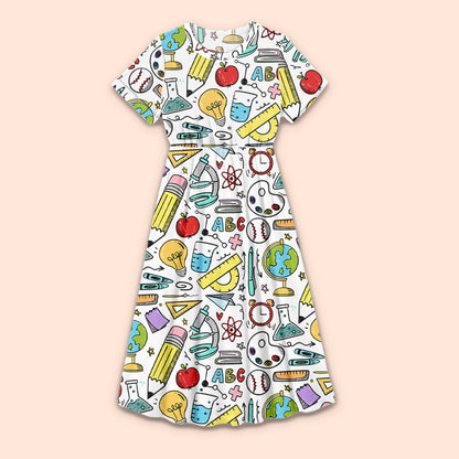 My Teaching Helper Teacher Printed One Piece Dress