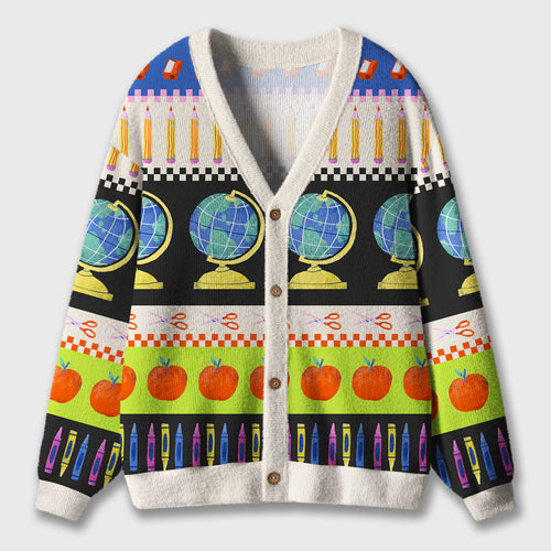 Surrounded By Teaching Materials Teacher Ugly Cardigan Sweaters