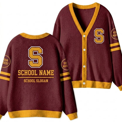Personalized School Name Mascot And Slogan Teacher Ugly Cardigan Sweaters