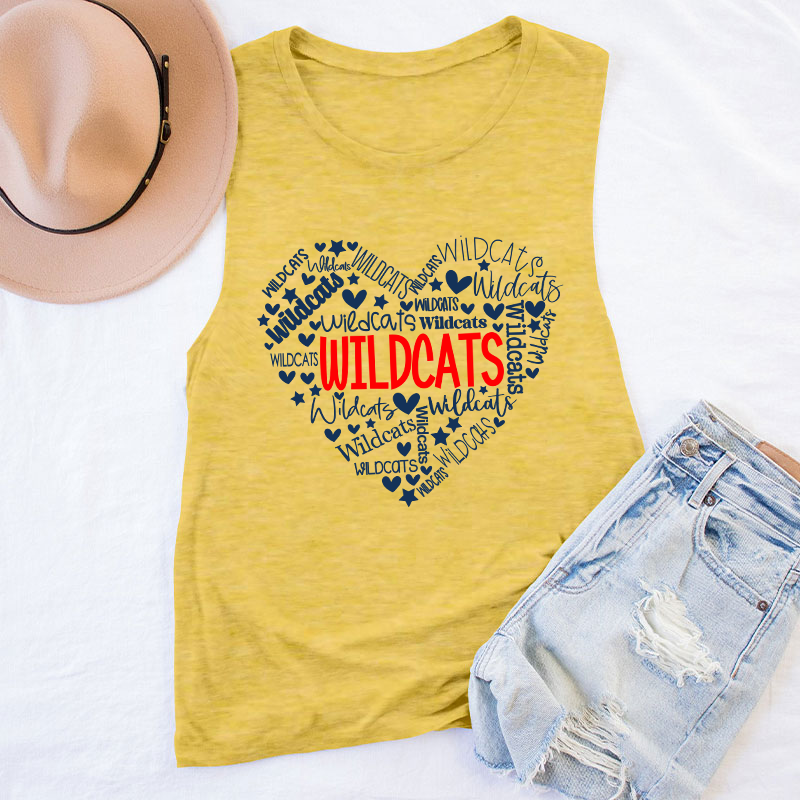 Personalized Mascot Heart Teacher Tank Top