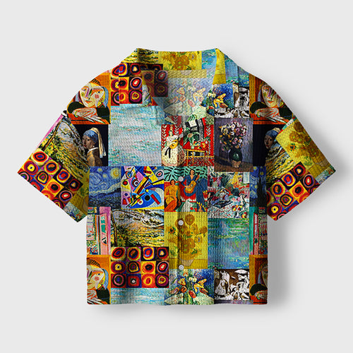 Falling Into The Ocean Of Art Teacher Crochet Crop Camp Shirt
